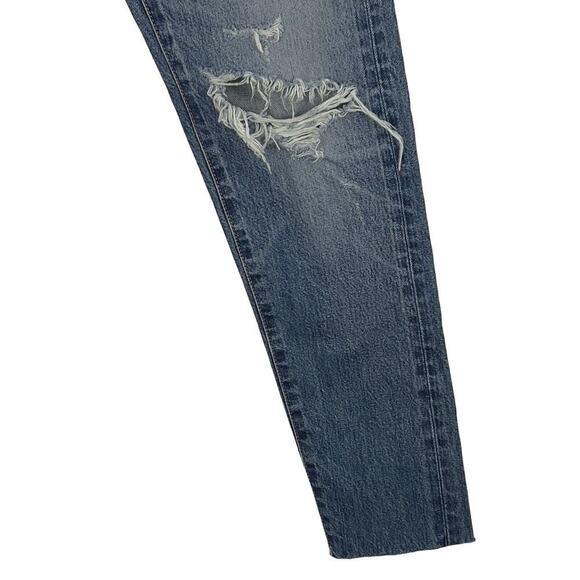MOUSSY VISALIA DISTRESSED TAPERED BUTTON FLY JEANS IN BLUE NWT WOMEN'S SIZE 24 - Picture 10 of 16